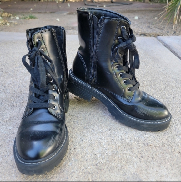 Sugar Black Combat Boots | Women's Size 6.5 | Punk | Goth - Picture 2 of 9